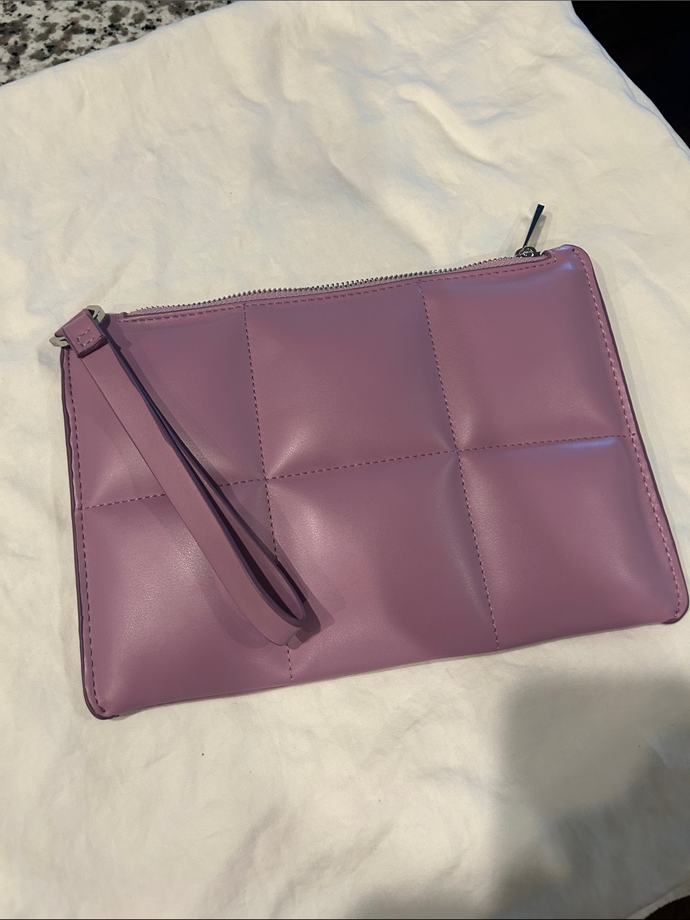 a new day Quilted Lavender Leather Wristlet Clutch Like New!!!